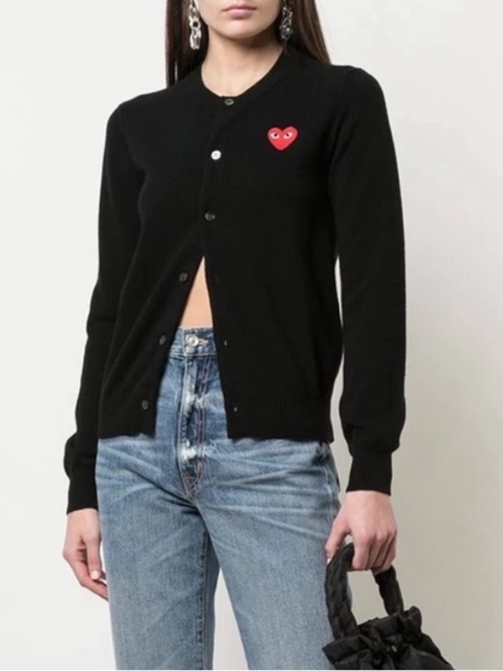 Comme de garçon play wool cardigan